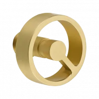 Brushed gold faucet trim handle.